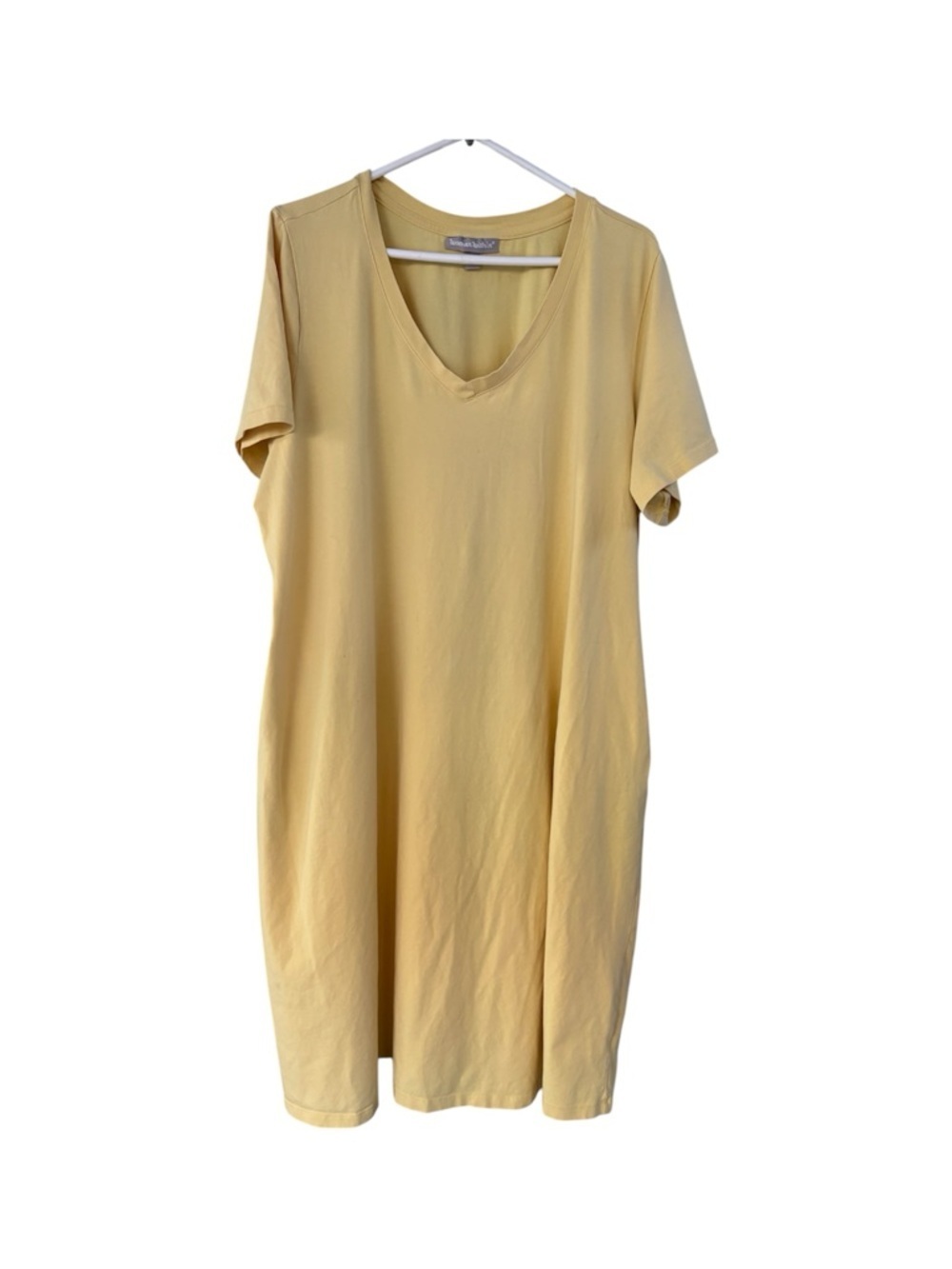 Woman Within Pale Yellow V-Neck Short Sleeve Top size 22/24 1X